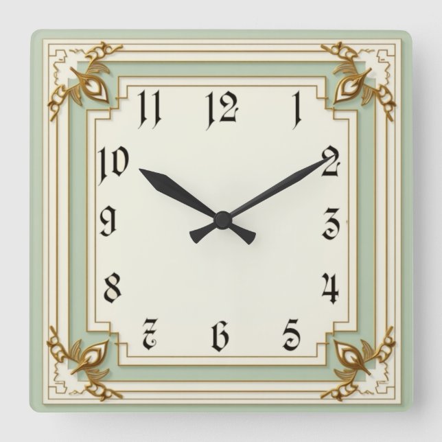 Horloge Carrée Art déco mint (Recto)