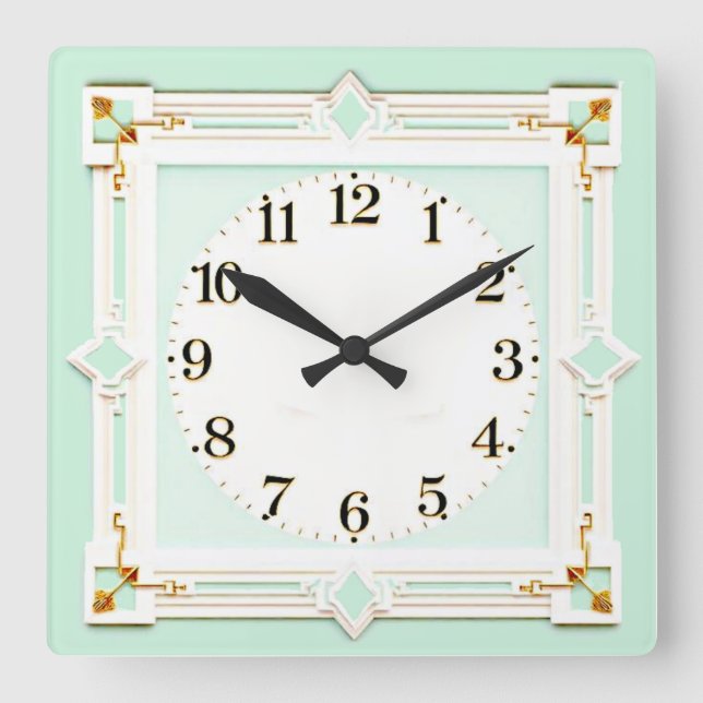 Horloge Carrée Art Déco Mint (Recto)
