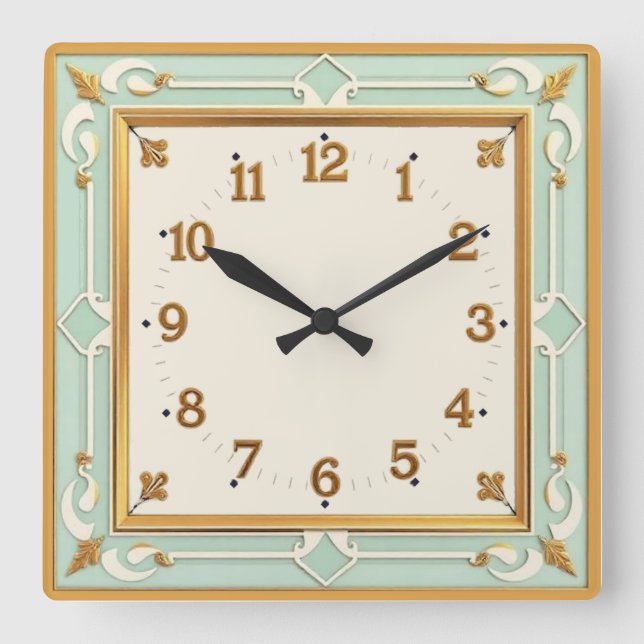 Horloge Carrée Art Déco Mint (Recto)