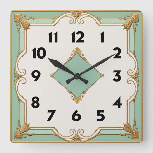 Horloge Carrée Art Déco Mint (Recto)
