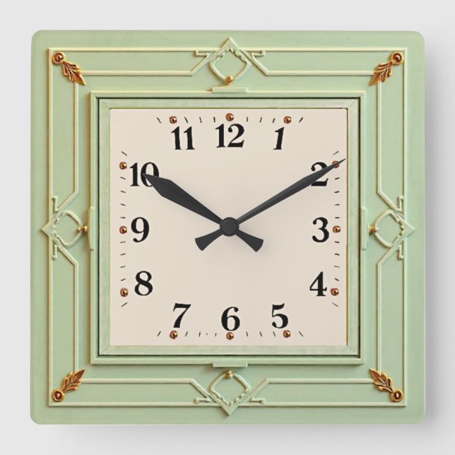 Horloge Carrée Art Déco Mint (Recto)
