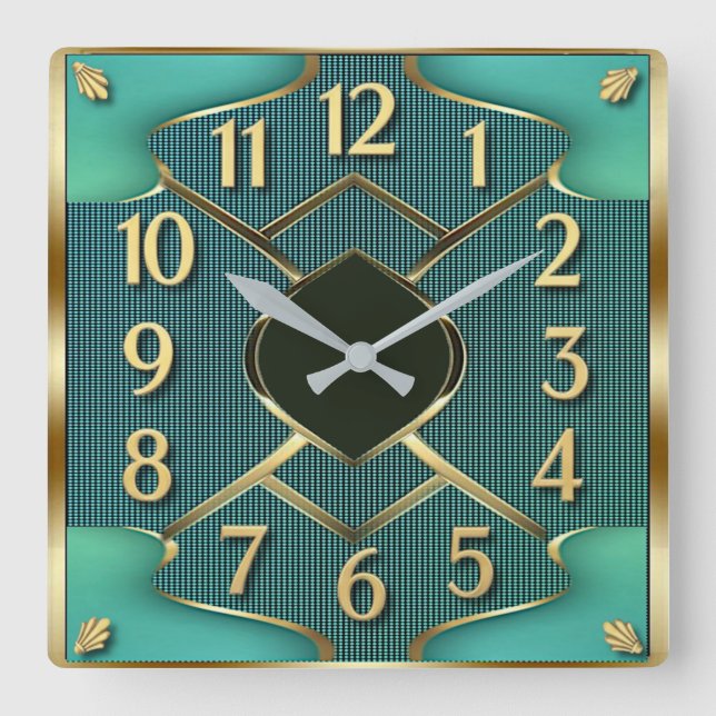 Horloge Carrée Art Déco Mint (Recto)
