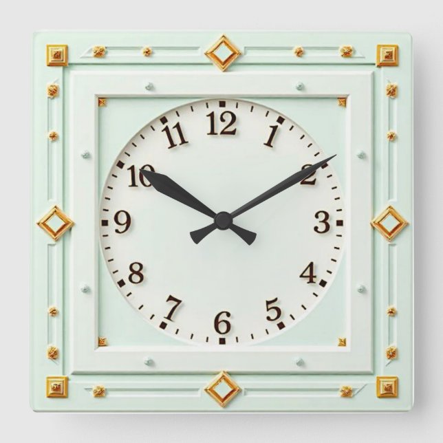 Horloge Carrée Art Déco Mint (Recto)