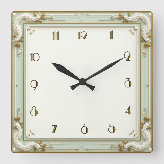 Horloge Carrée Art Déco Mint (Recto)