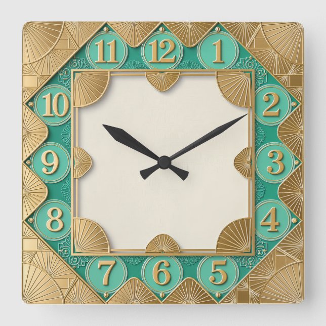 Horloge Carrée Art Déco Mint (Recto)