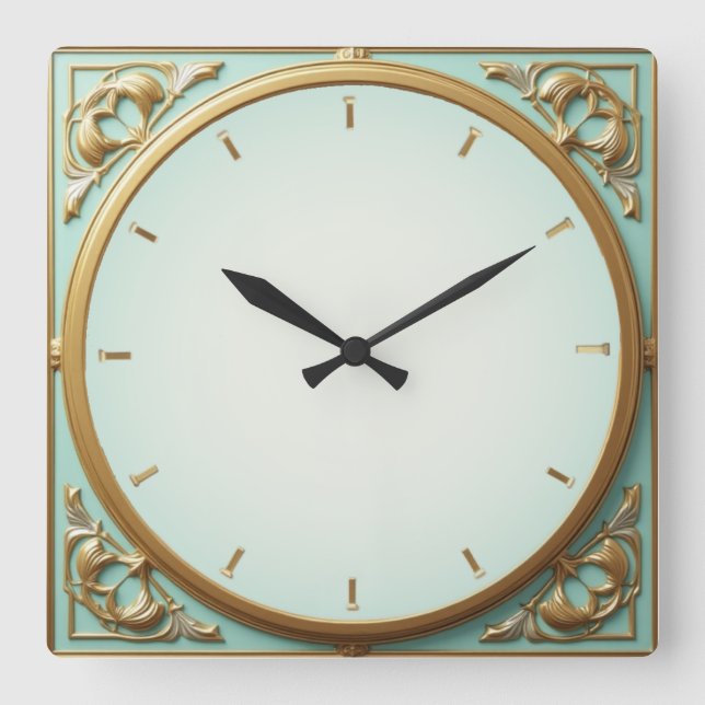 Horloge Carrée Art Déco Mint (Recto)