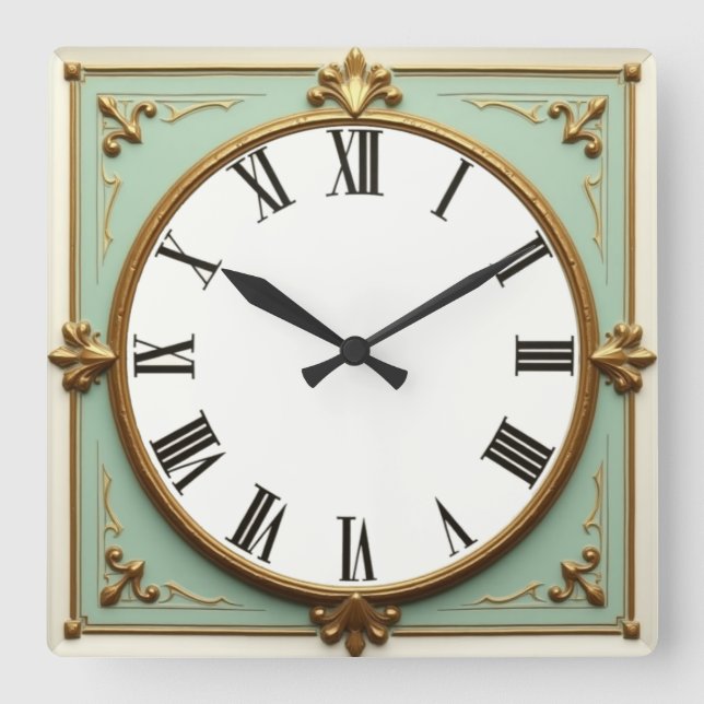 Horloge Carrée Art Déco Mint (Recto)