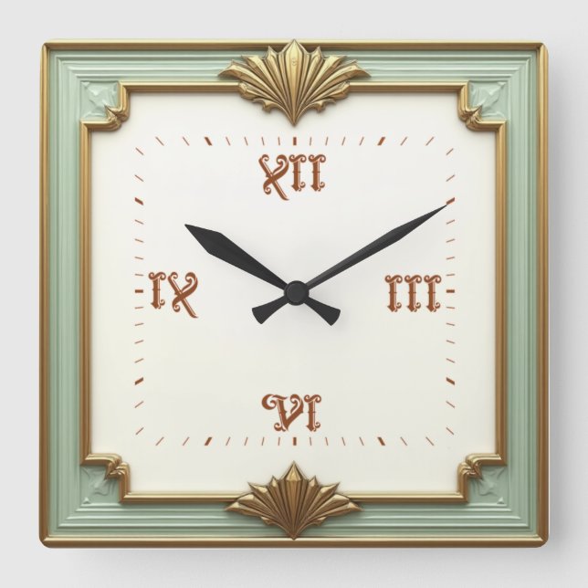 Horloge Carrée Art Déco Mint (Recto)