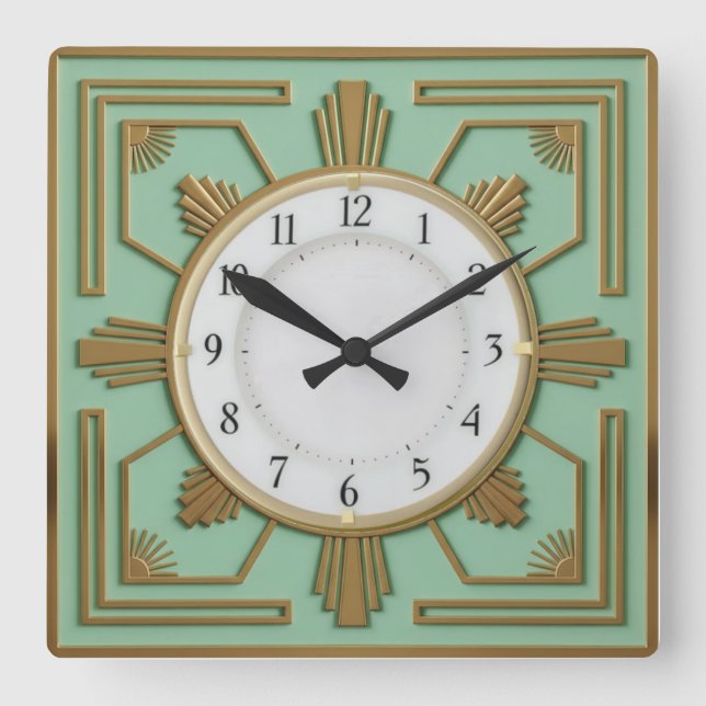 Horloge Carrée Art Déco Mint (Recto)