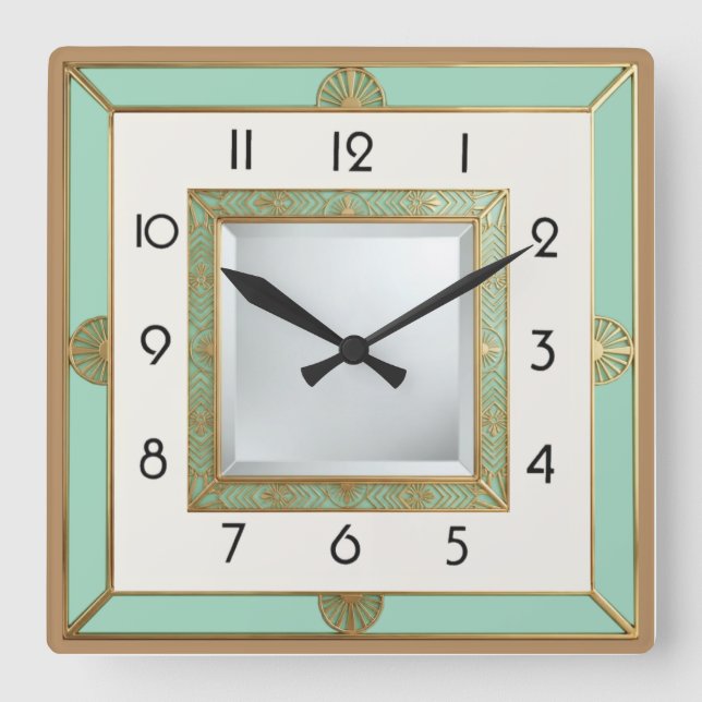 Horloge Carrée Art Déco Mint (Recto)