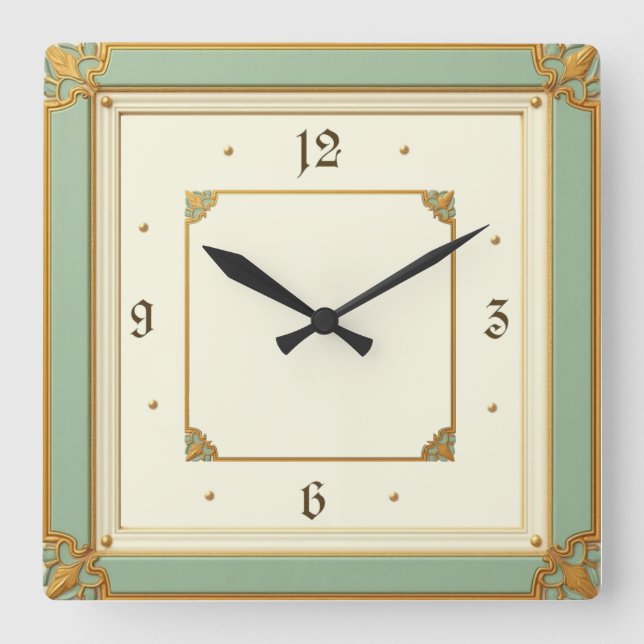 Horloge Carrée Art Déco Mint (Recto)