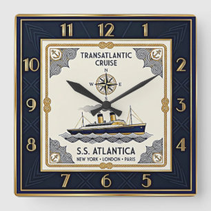 Horloge Carrée Art Déco Nautique