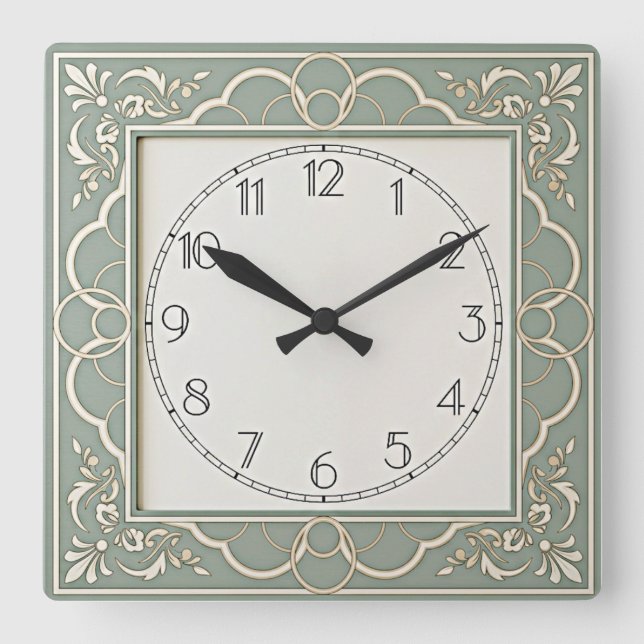 Horloge Carrée Art Déco Nice (Recto)