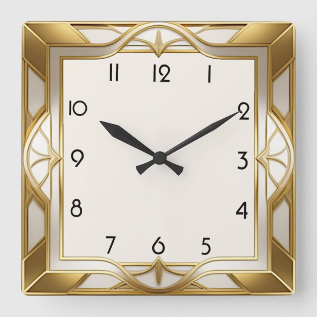 Horloge Carrée Art Deco or (Recto)
