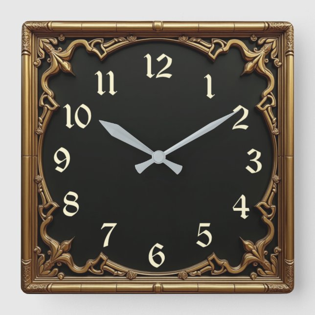 Horloge Carrée Art déco or (Recto)