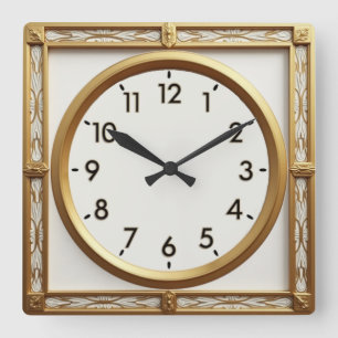 Horloge Carrée Art Déco Or
