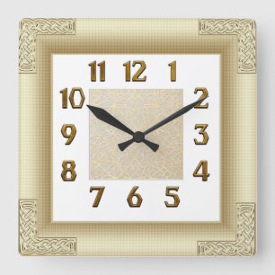 Horloge Carrée Art Déco Or