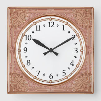 Horloge Carrée Art Déco Rose