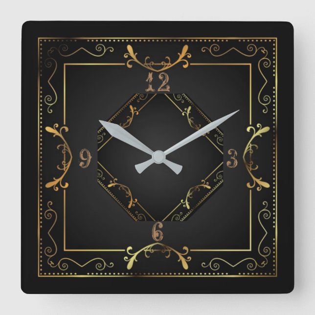 Horloge Carrée Art déco très élégant (Recto)