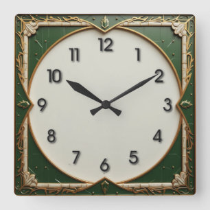Horloge Carrée Art déco vert