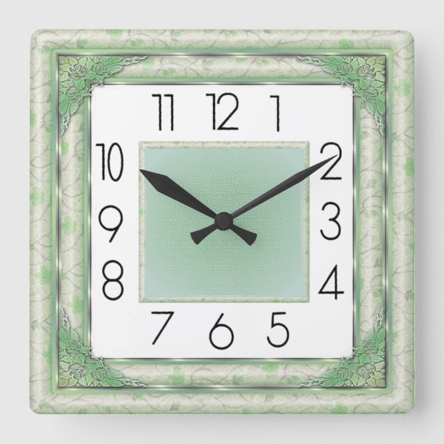 Horloge Carrée Art Déco Vert (Recto)