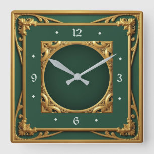 Horloge Carrée Art déco vert