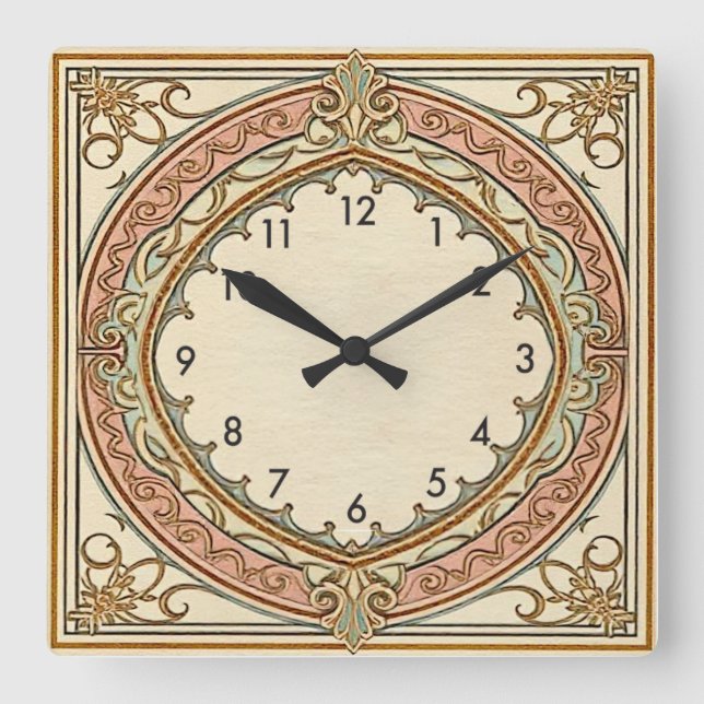 Horloge Carrée Art Déco Vintage (Recto)