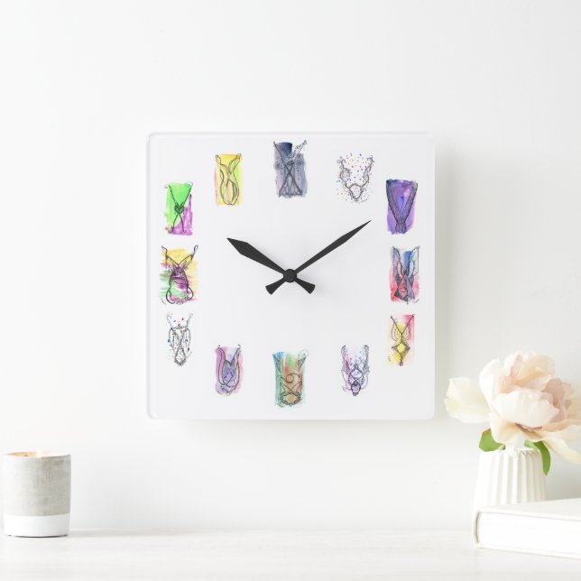 Horloge Carrée Art du collier d'Imaginaire (Maison)