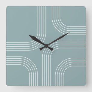 Horloge Carrée Art en ligne de style moyen siècle Abstrait