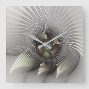 Horloge Carrée Art fractal forme 3D abstraite moderne