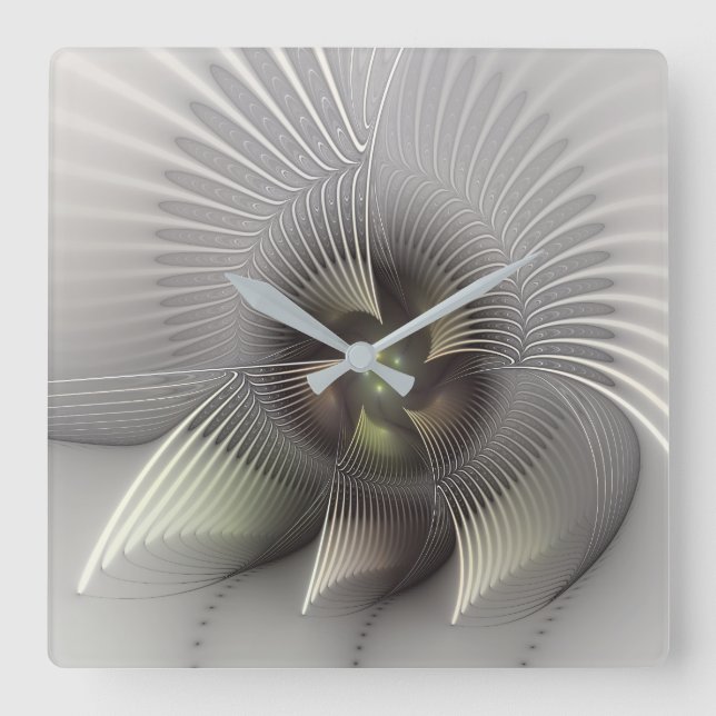 Horloge Carrée Art fractal forme 3D abstraite moderne (Recto)