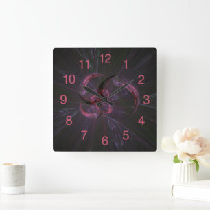 Horloge Carrée Art fractal gothique foncé