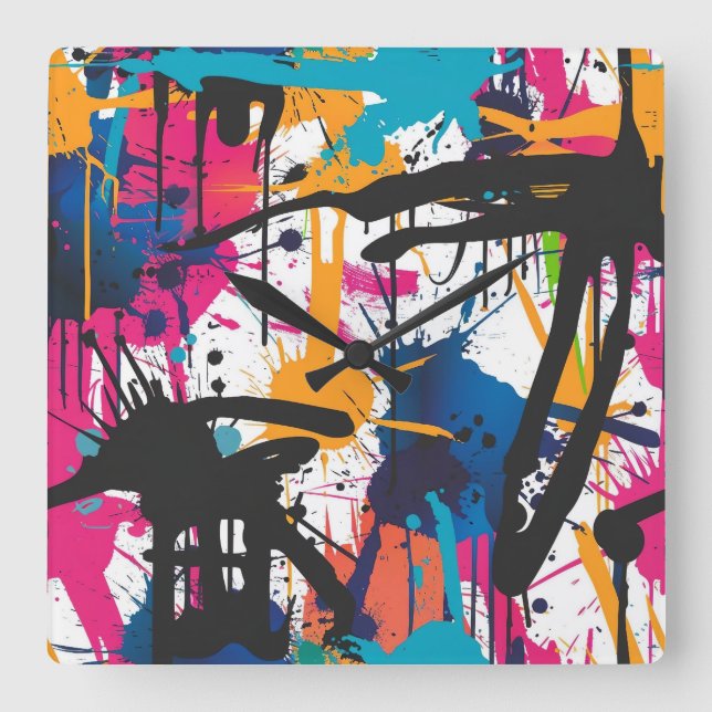 Horloge Carrée Art Graffiti (Recto)