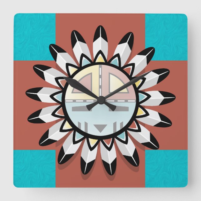 Horloge Carrée Art Hopi mask (Recto)