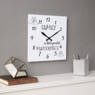Horloge Carrée Art métallique familial Cadeau de Dieu