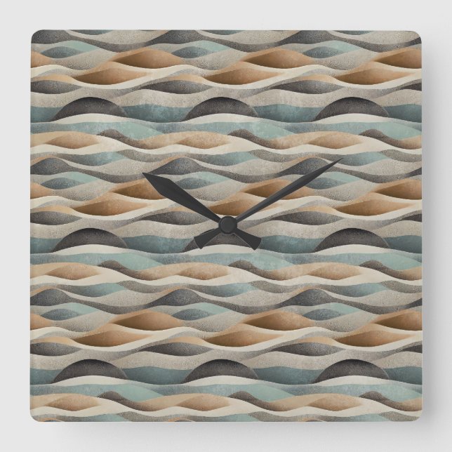 Horloge Carrée Art Moderne Boho Waves Wall (Recto)