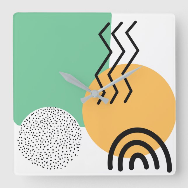 Horloge Carrée Art moderne du milieu du siècle (Recto)