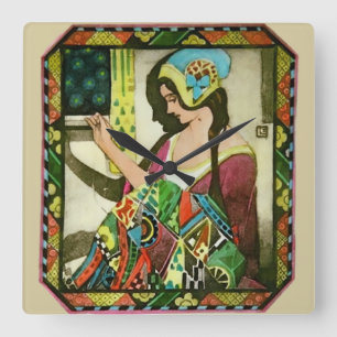Horloge Carrée Art Nouveau Quilter – Femme de Couture Vintage