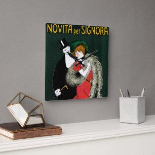 Horloge Carrée Art Nouveau Vintage, Amour Romantique de la Mode I