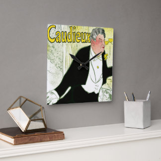 Horloge Carrée Art Nouveau vintage, Caudieux par Toulouse Lautrec