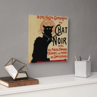 Horloge Carrée Art Nouveau vintage, Ce Soir Conversation Noir Cha