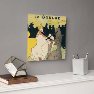 Horloge Carrée Art Nouveau vintage, La Goulue par Toulouse Lautre