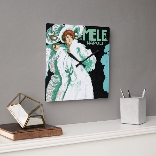 Horloge Carrée Art Nouveau vintage, mode italienne, femmes élégan (Bureau)
