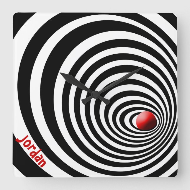 Horloge Carrée Art optique du tunnel temporel (Recto)