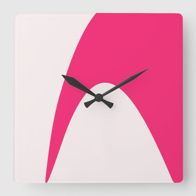 Horloge Carrée Art rose magenta abstrait moderne (Recto)