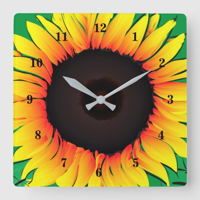 Horloge Carrée Art Sunflower (Recto)