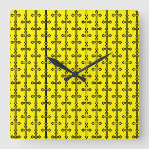 Horloge Carrée Art symbolique chrétien moderne et minimaliste de
