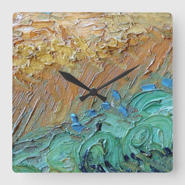 Horloge Carrée Art VanGogh Blue Yellow Paint Strokes (Recto)