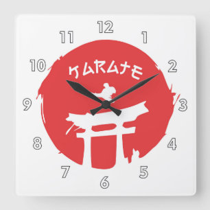 Horloge Carrée Arts martiaux Karate Combat Combat
