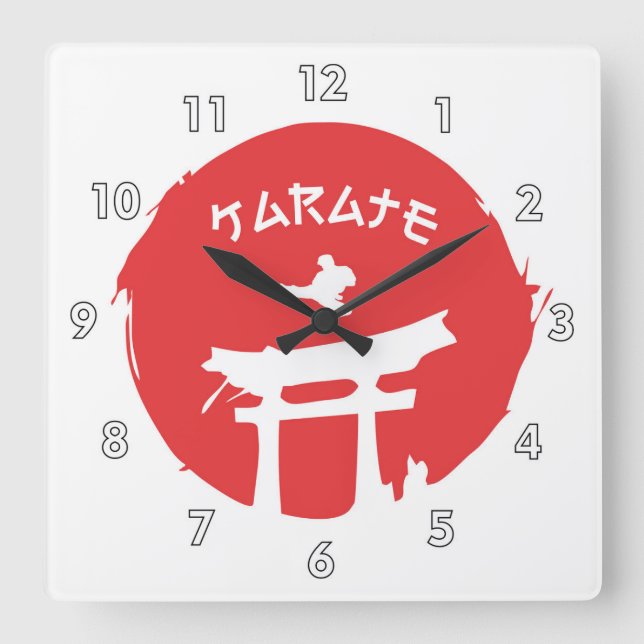 Horloge Carrée Arts martiaux Karate Combat Combat (Recto)
